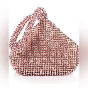 Rose Gold Triangle Bling Rhinestone Purse Clutch Evening Luxury Bags Party